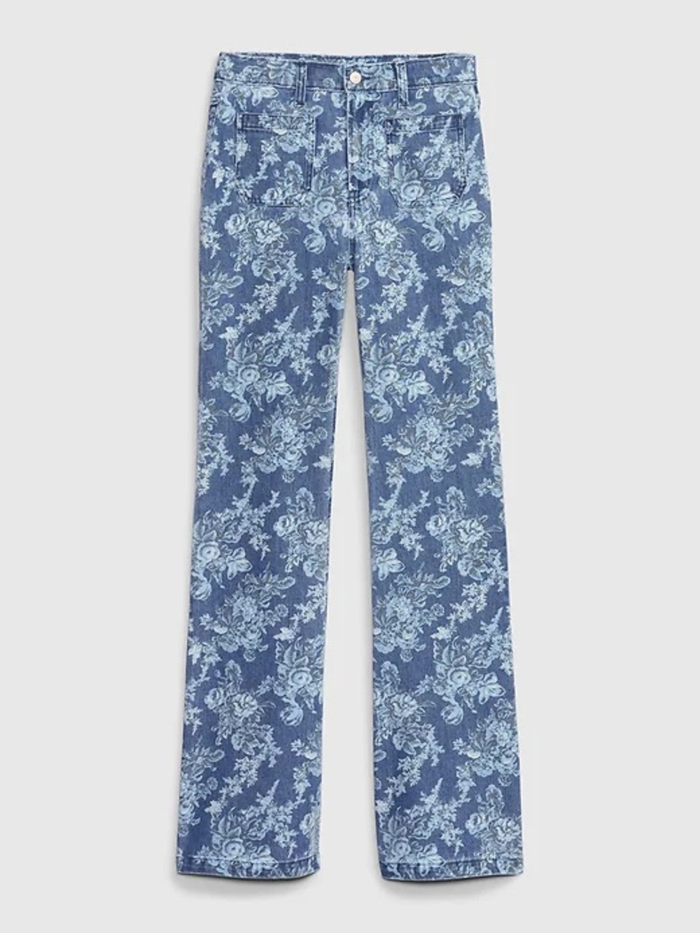 Loveshackfancy for Gap Blue Floral Print Women’s Flare Jeans Size 16 - Picture 2 of 5